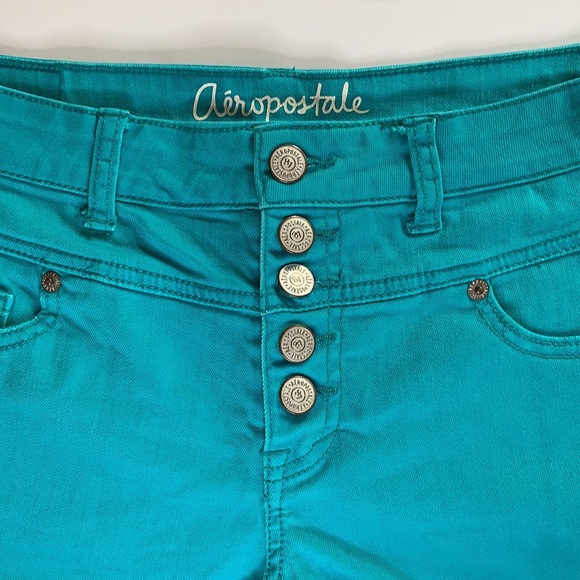 AEROPOSTALE Teal High Rise Shorty Shorts - Picture 2 of 9